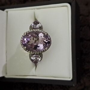 Rose De France Amethyst & White Zircon Ring